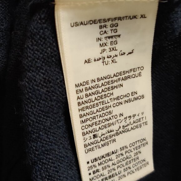 Amazon Essentials XL Navy Blue Leopard Print Sweater V Neck Long Sleeve Pullover - Picture 7 of 12